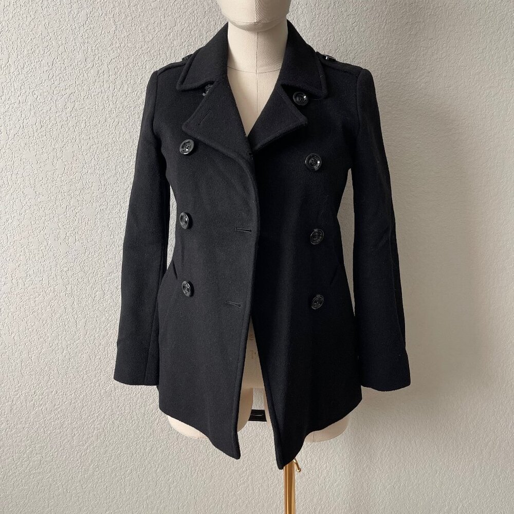 Larry Levine Black Wool Blend Peacoat, size 4